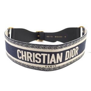 Christian Dior Logo Embroidery Leather Belt